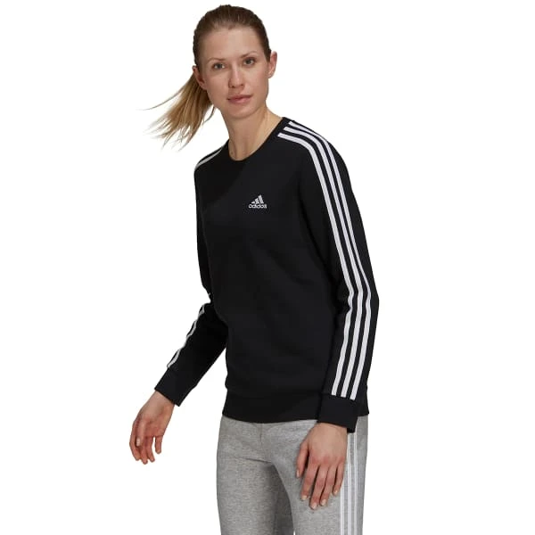 ADIDAS Women's Essential 3-Stripes Fleece Sweatshirt 4 ADIDAS Women's Essential 3-Stripes Fleece Sweatshirt - Image 2