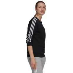ADIDAS Women's Essential 3-Stripes Fleece Sweatshirt 11 ADIDAS Women's Essential 3-Stripes Fleece Sweatshirt -Women Activewear 2074488 001 alt3