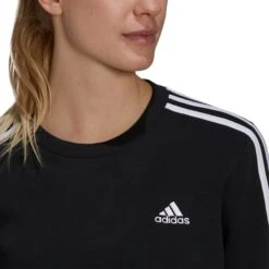 ADIDAS Women's Essential 3-Stripes Fleece Sweatshirt 12 ADIDAS Women's Essential 3-Stripes Fleece Sweatshirt -Women Activewear 2074488 001 alt4