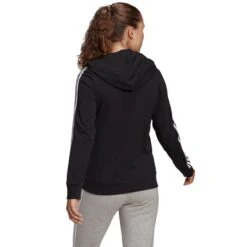 ADIDAS Women's Essentials 3-Stripe Full Zip Hoodie -Women Activewear 2077887 001 alt2