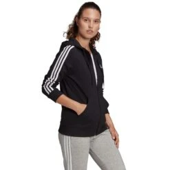 ADIDAS Women's Essentials 3-Stripe Full Zip Hoodie -Women Activewear 2077887 001 alt3