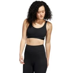 ADIDAS Women's Yoga Essentials Medium Impact Sports Bra -Women Activewear 2077973 001 alt2