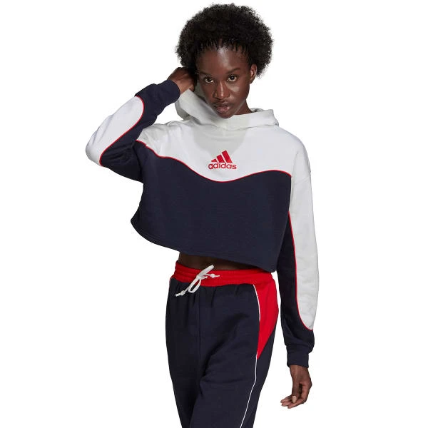 ADIDAS Women's Essentials Colorblock 3-Stripe Hoodie 4 ADIDAS Women's Essentials Colorblock 3-Stripe Hoodie - Image 2
