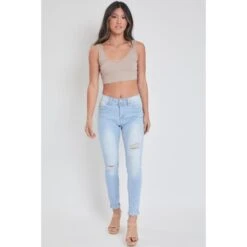 YMI Juniors' WannaBettaButt Mid-Rise Ankle Jeans 11 YMI Juniors' WannaBettaButt Mid-Rise Ankle Jeans -Women Activewear 2083006 406 alt4