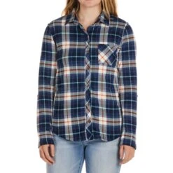 NO COMMENT Juniors' Faux Sherpa-Lined Flannel