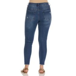 D JEANS Women's High-Waisted Recycled Fray Hem Ankle Jeans -Women Activewear 2084205 405 alt1