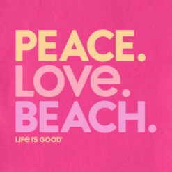 LIFE IS GOOD Women's Peace Love Beach Short-Sleeve Crusher Tee -Women Activewear 2086101 609 alt1