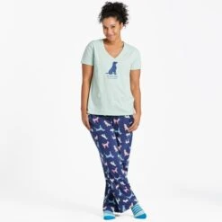 LIFE IS GOOD Women's Wag On Lab Snuggle Up Relaxed Short-Sleeve Sleep Vee 9 LIFE IS GOOD Women's Wag On Lab Snuggle Up Relaxed Short-Sleeve Sleep Vee -Women Activewear 2087636 314 alt3