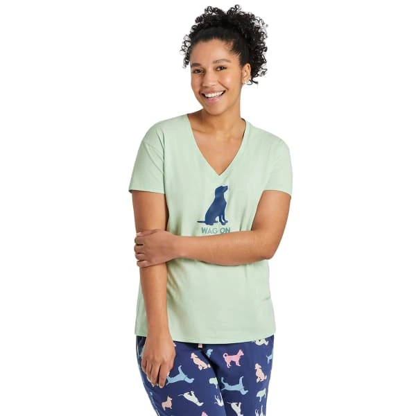 LIFE IS GOOD Women's Wag On Lab Snuggle Up Relaxed Short-Sleeve Sleep Vee 3 LIFE IS GOOD Women's Wag On Lab Snuggle Up Relaxed Short-Sleeve Sleep Vee