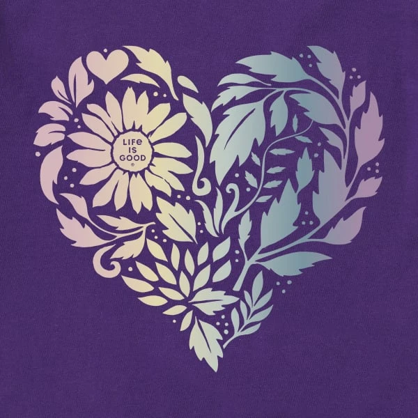 LIFE IS GOOD Women's Floral Rainbow Heart Long-Sleeve Crusher-LITE Hooded Tee 5 LIFE IS GOOD Women's Floral Rainbow Heart Long-Sleeve Crusher-LITE Hooded Tee - Image 3