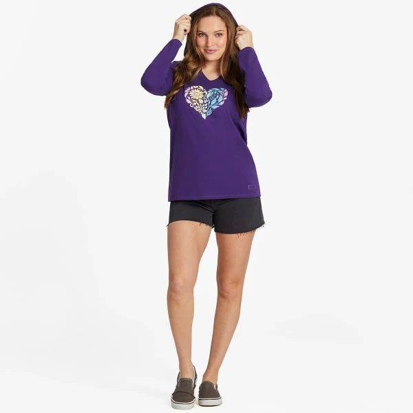 LIFE IS GOOD Women's Floral Rainbow Heart Long-Sleeve Crusher-LITE Hooded Tee 6 LIFE IS GOOD Women's Floral Rainbow Heart Long-Sleeve Crusher-LITE Hooded Tee - Image 4