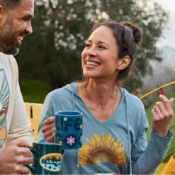 LIFE IS GOOD Women's Sunflower Peace On Earth Long-Sleeve Crusher-LITE Hooded Tee -Women Activewear 2087662 401 alt2